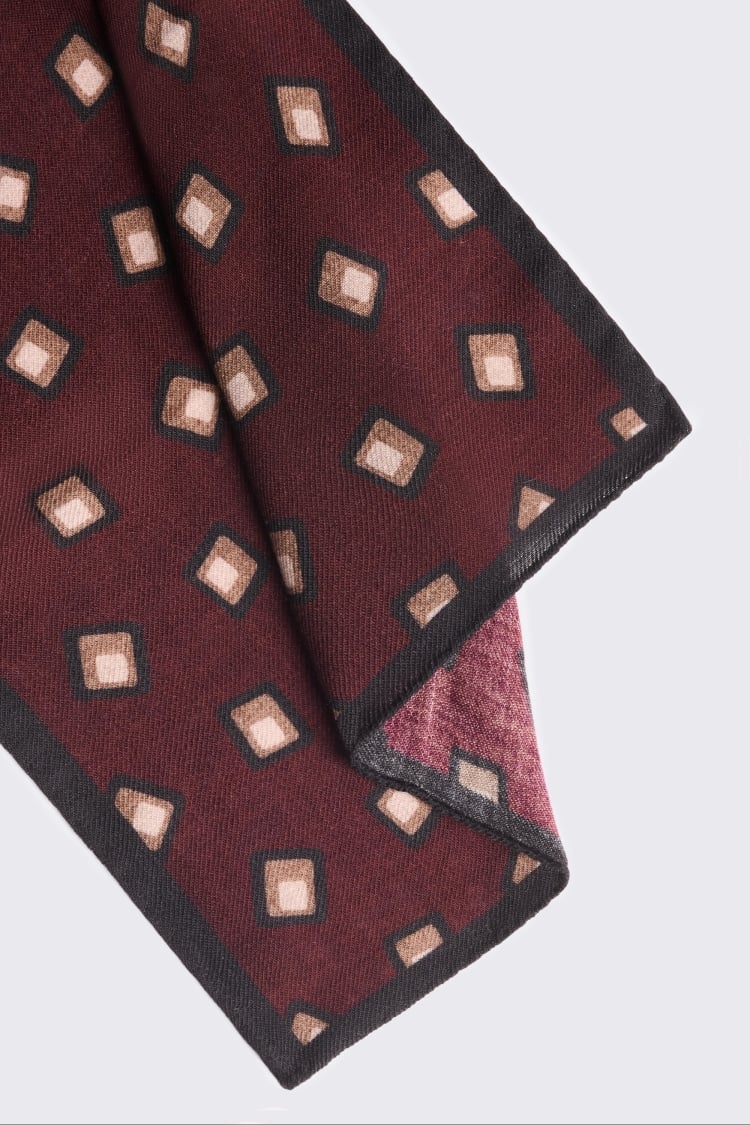 Bottinelli Burgundy Wool Square Pocket Square